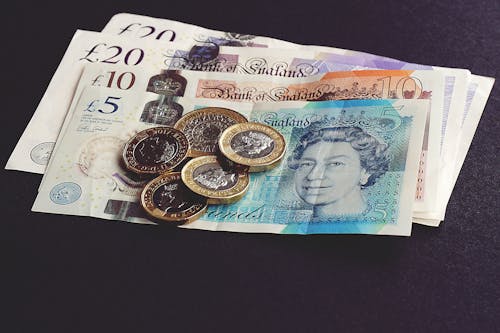 British money laying on a table