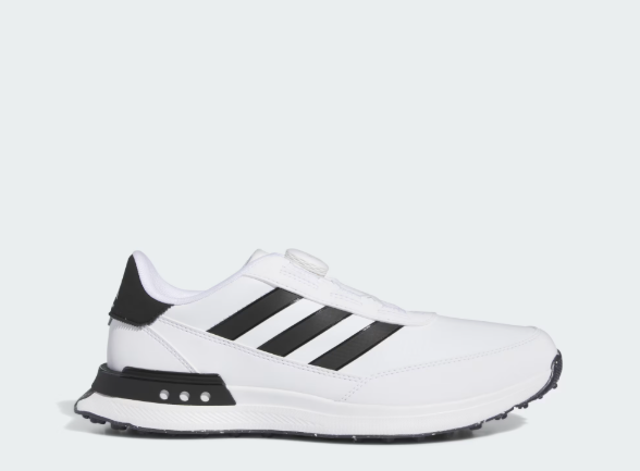 Waterproof walking shoes: A white and black golf shoe for men from adidas