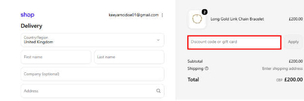 A box where you can add your Kaaren Buchanan voucher code to redeem it