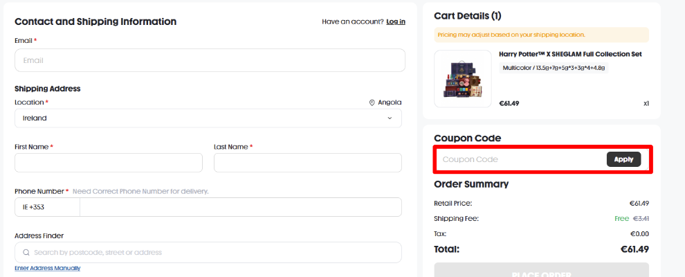 Paste your coce in the red box to get your discount