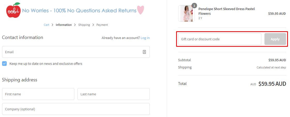 How do I use my Oobi discount code?