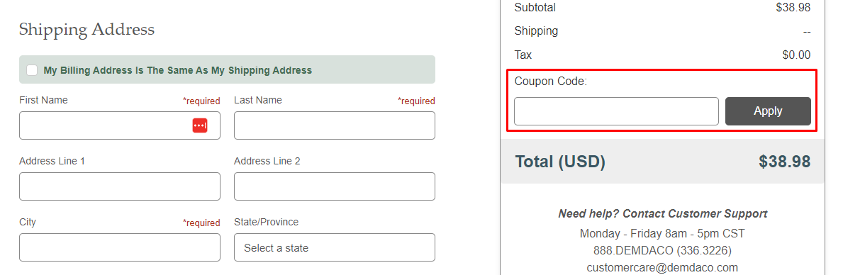 How do I use my Demdaco coupon code?