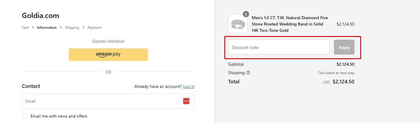 How do I use my Goldia discount code?
