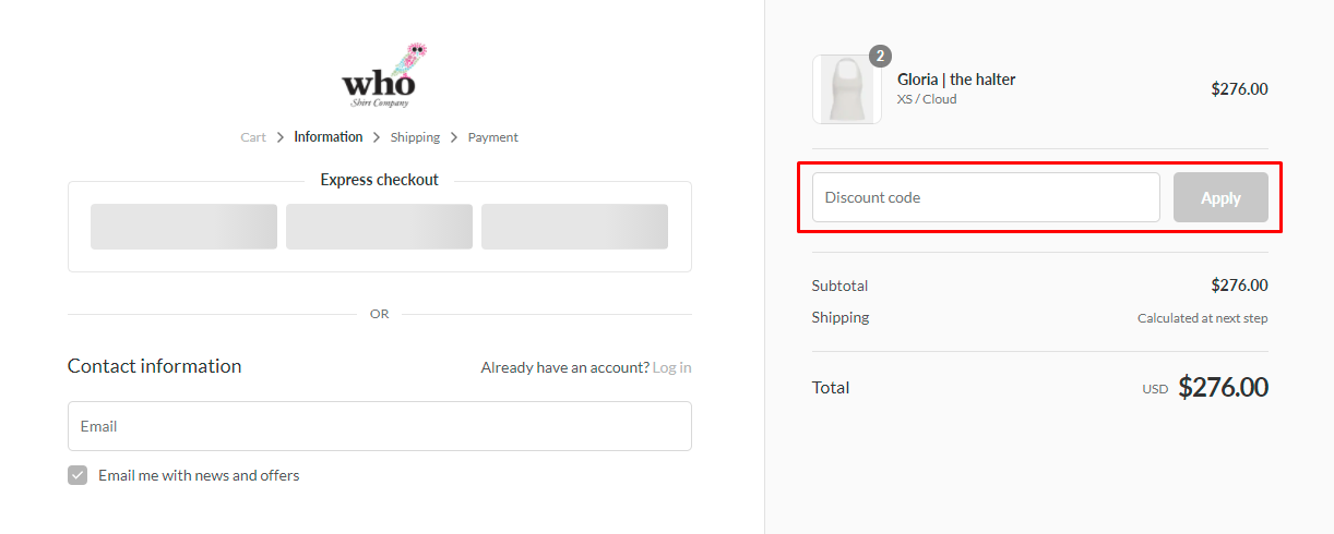 How do I use my Who Shirt Company discount code?