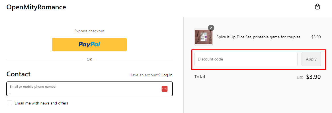 How do I use my OpenMity Romance discount code?