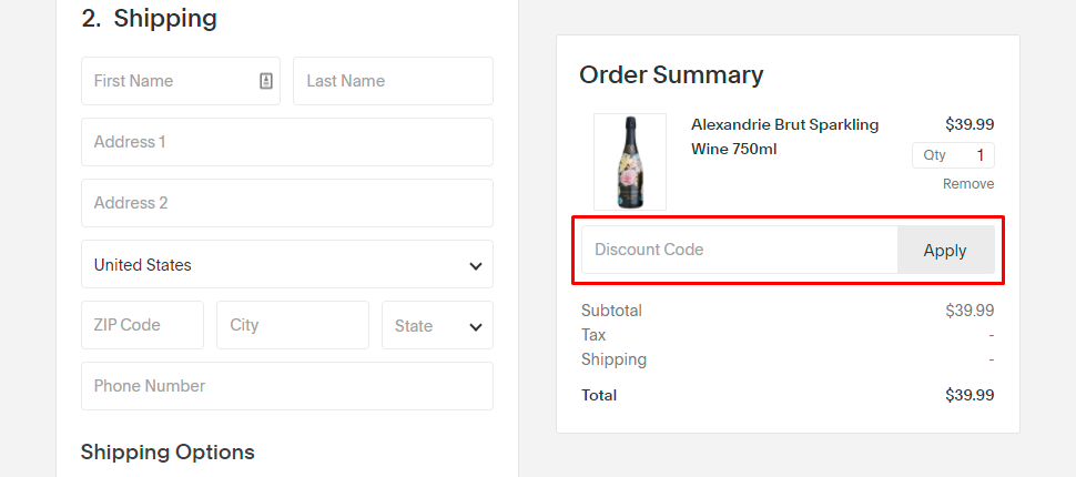 How do I use my Alexandrie Cellars discount code?