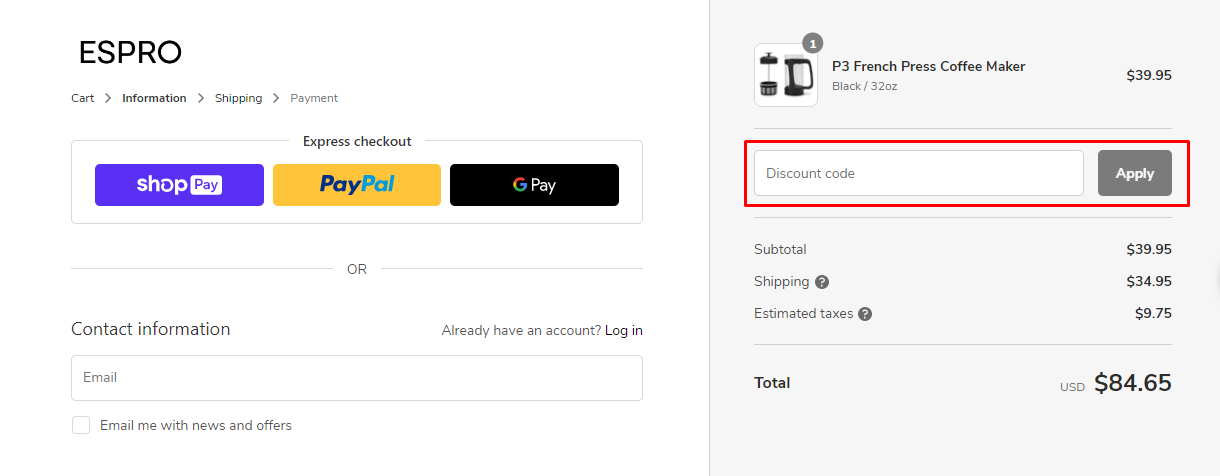 How do I use my ESPRO discount code?