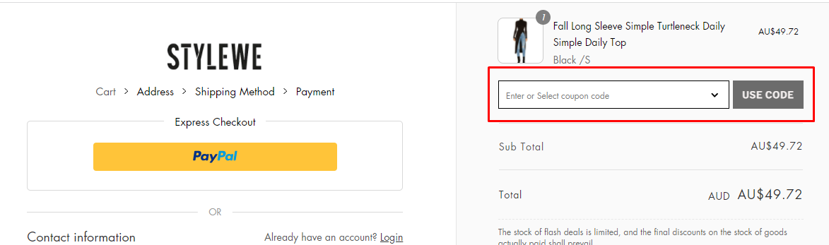 How do I use my StyleWe coupon code?
