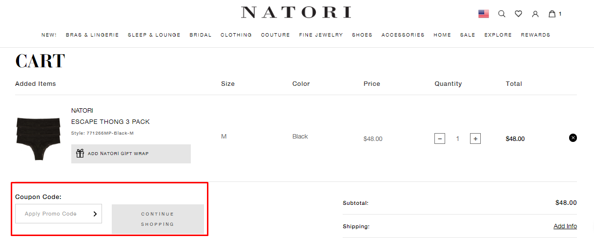 How do I use my Natori coupon code?