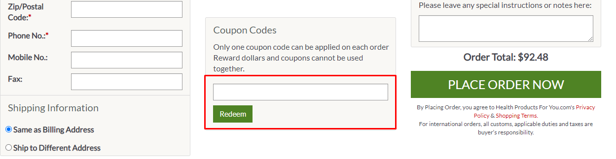 How do I use my Health Products For You coupon code?