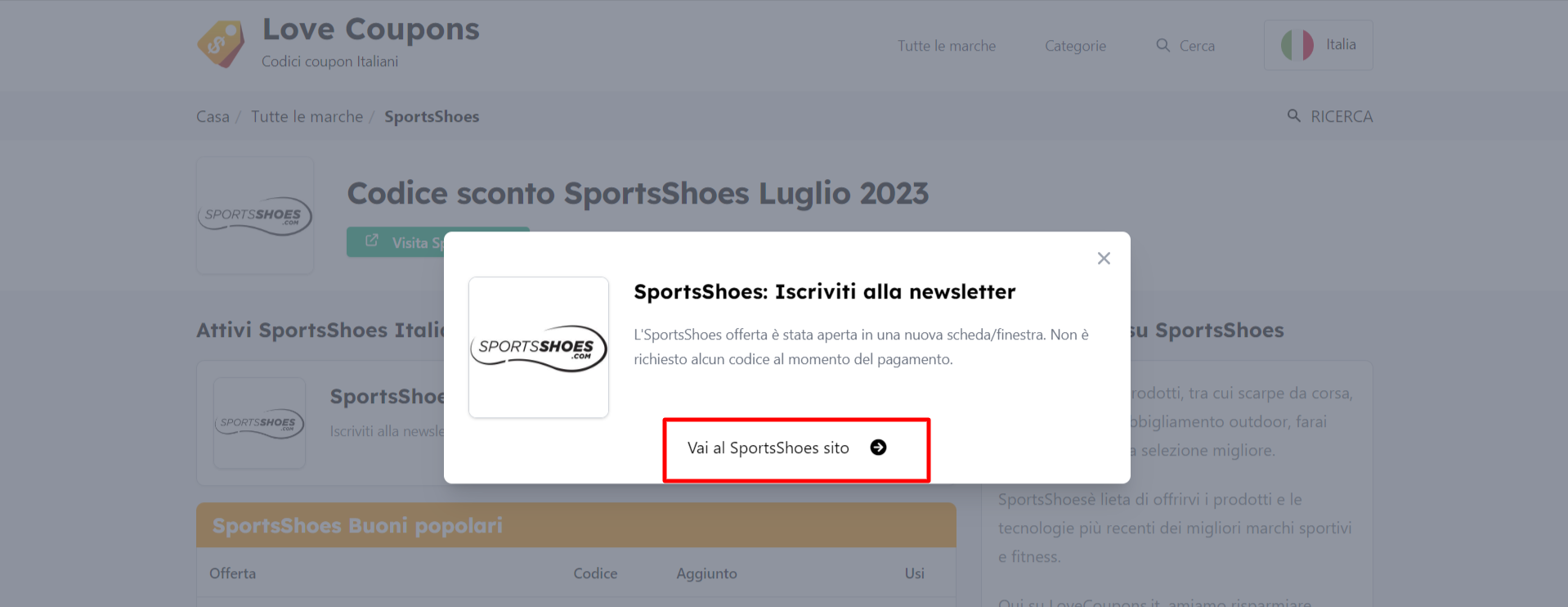 coupon SportsShoes che si può usare per risparmiare su migliaia di articoli sportivi