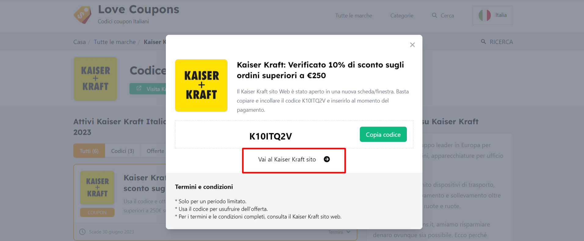 codice sconto Kaiser Kraft da poter utilizzare come promozione per acquistare gli attrezzi Kaiser Kraft