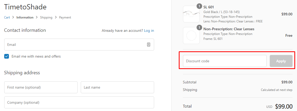How do I use my TimetoShade discount code?