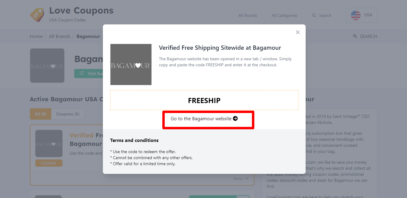 Bagamour website