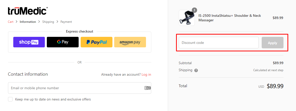 How do I use my truMedic discount code?