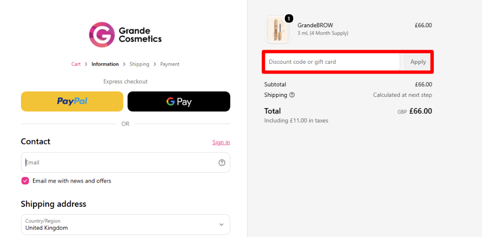 Paste your code in the red box to get your discount