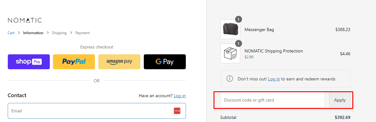 How do I use my NOMATIC discount code?