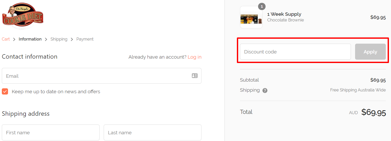 How do I use my Cookie Diet discount code?
