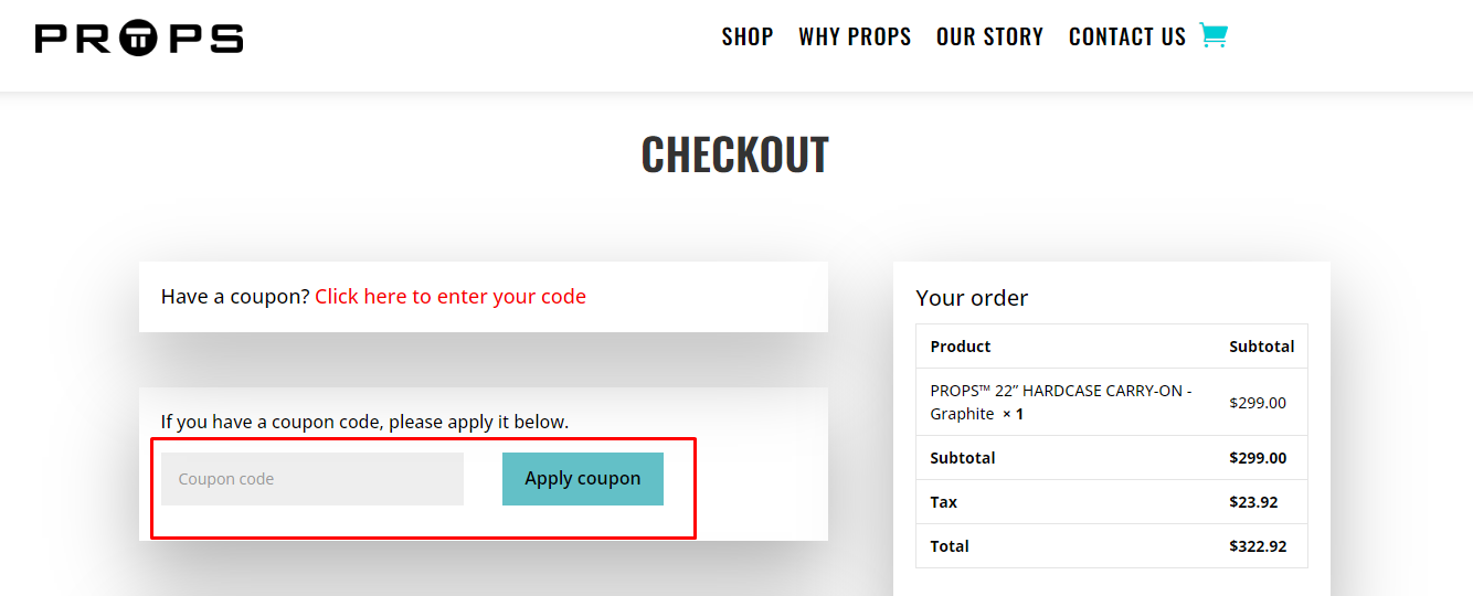 How do I use my PROPS coupon code?