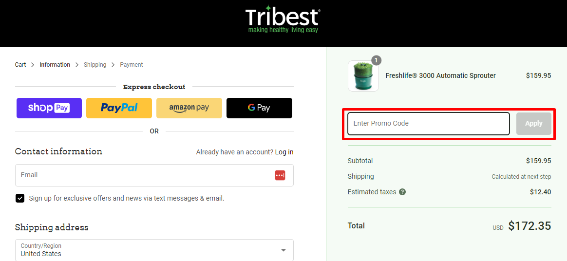 How do I use my Tribest promo code?