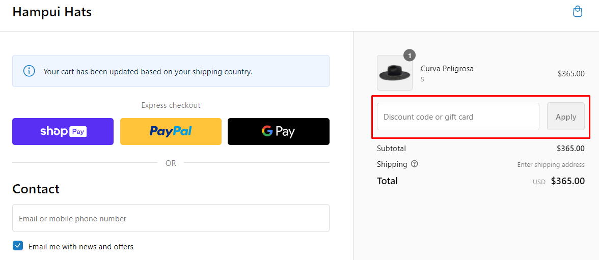 How do I use my Hampui Hats discount code?