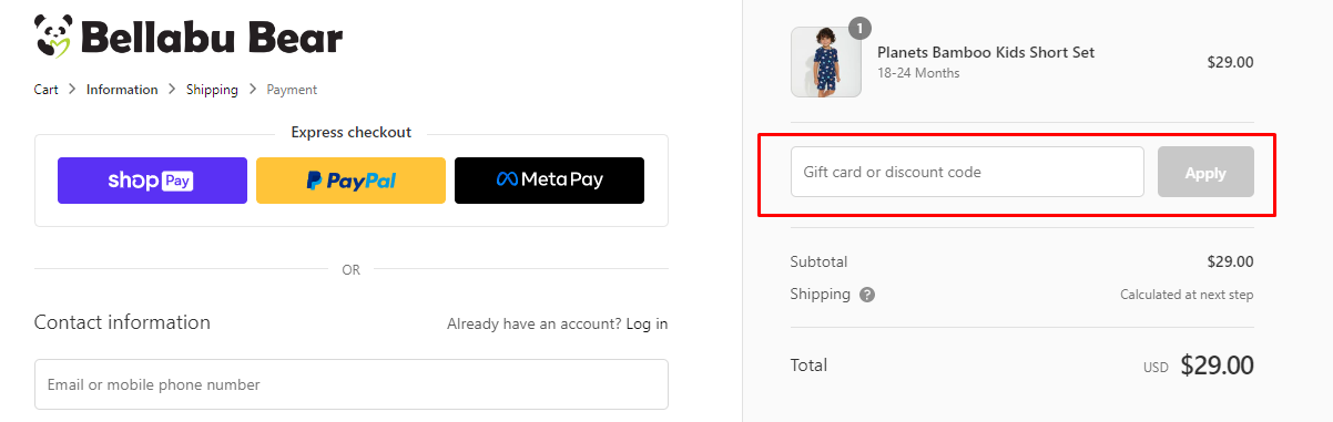 How do I use my Bellabu Bear discount code?