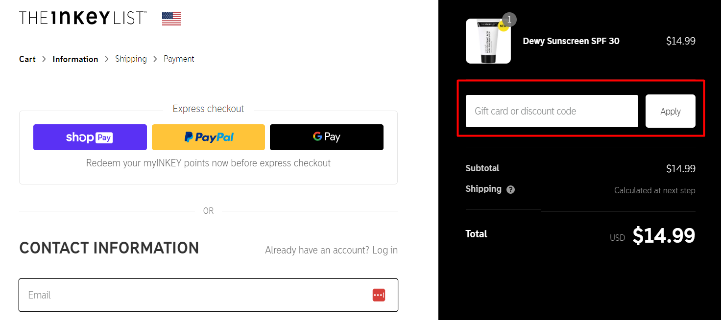 How do I use my The INKEY List discount code?