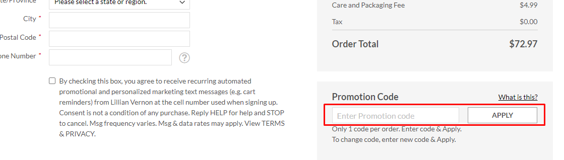How do I use my Lillian Vernon promo code?