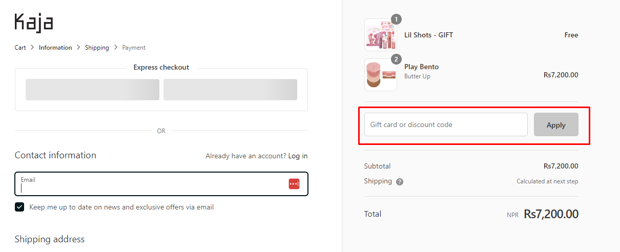 How do I use my Kaja discount code?