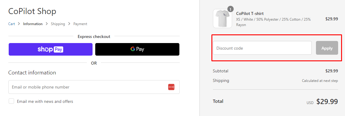 How do I use my CoPilot discount code?