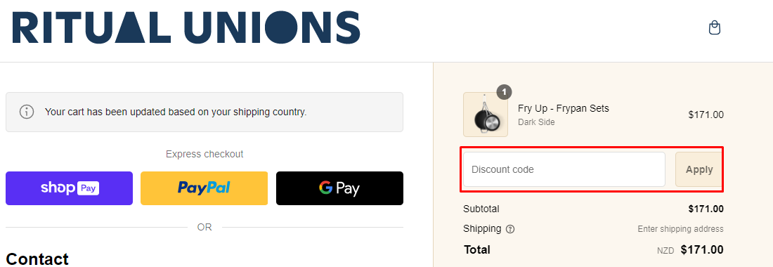 How do I use my Ritual Unions discount code?