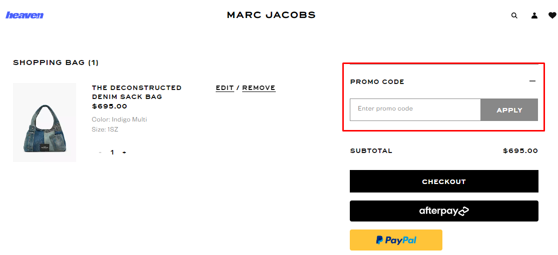 How do I use my Marc Jacobs promo code?