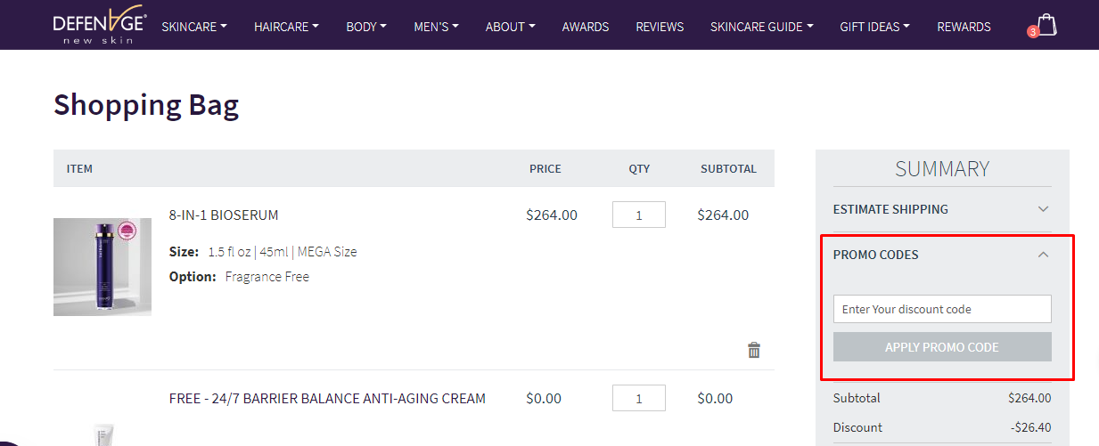 How do I use my DefenAge discount code?