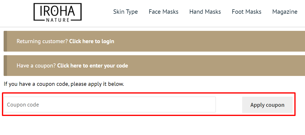 How do I use my Iroha coupon code?