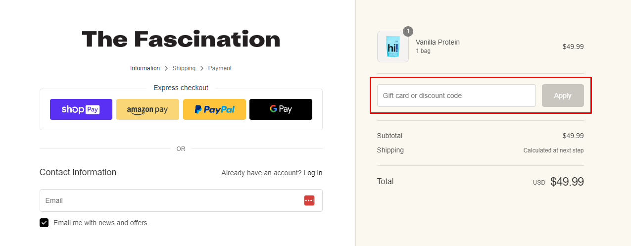 How do I use my The Fascination discount code?