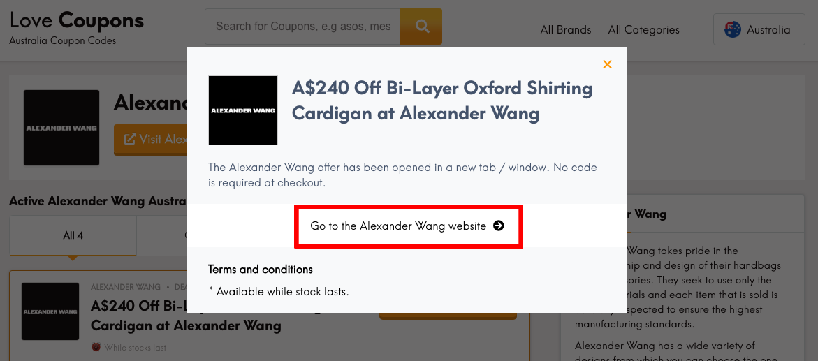 Alexander Wang AU Get Coupon