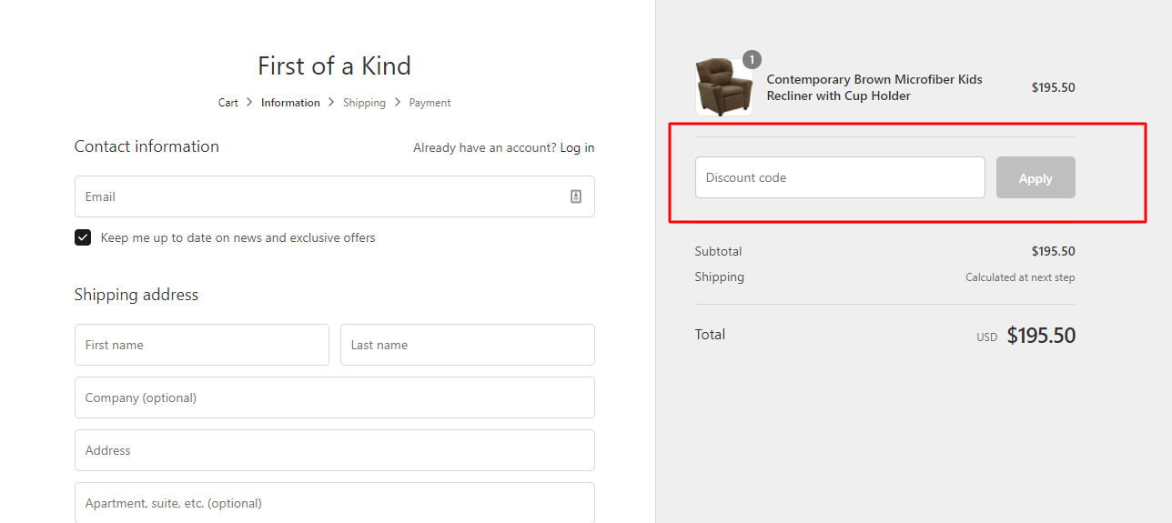 How do I use my FIRST OF A KIND discount code?