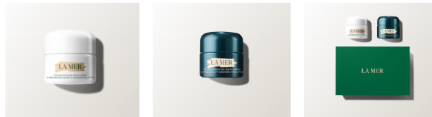 Creme De La Mer items on sale on white background