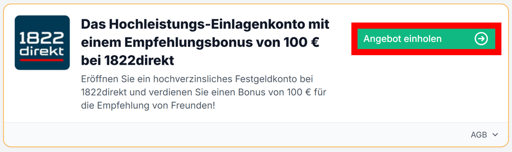 Angaben zu einem Angebot für 1922direkt mit rotmarkiertem grünen Button