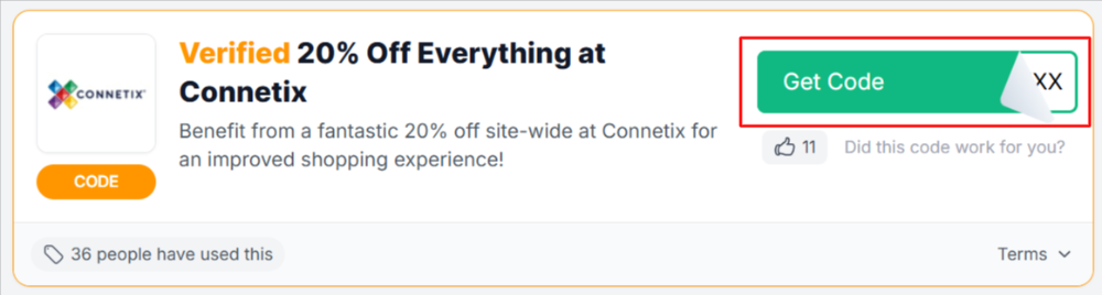 A Connetix voucher code with "Get Code" in a red box