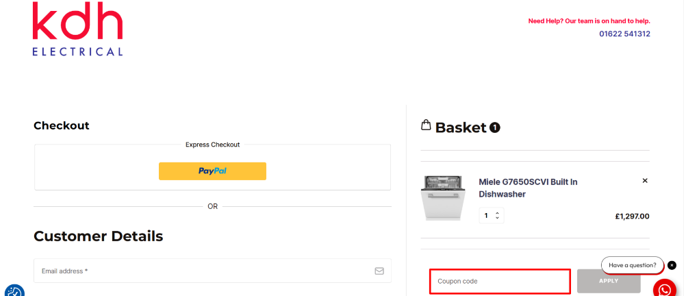 The KDH Electrical checkout page