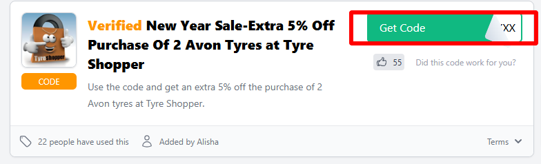verified 5% discount code for your Tyre Shopper online order