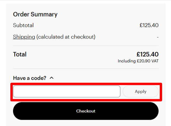 VistaPrint's discount code place that you can find highlighted with a red box on their checkout page.
