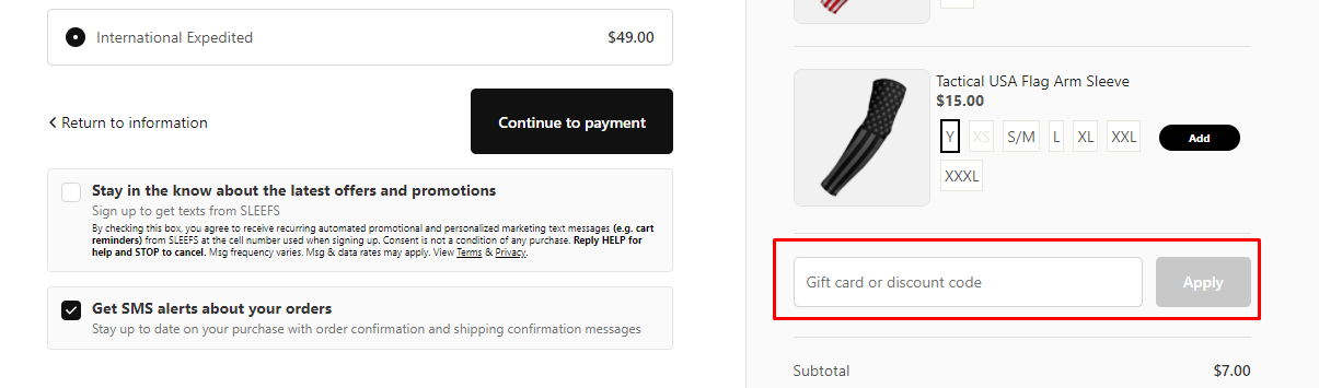 How do I use my SLEEFS discount code?