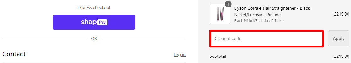 a Loop Mobile discount code box marked in red where customers put their code for it to be redeemed