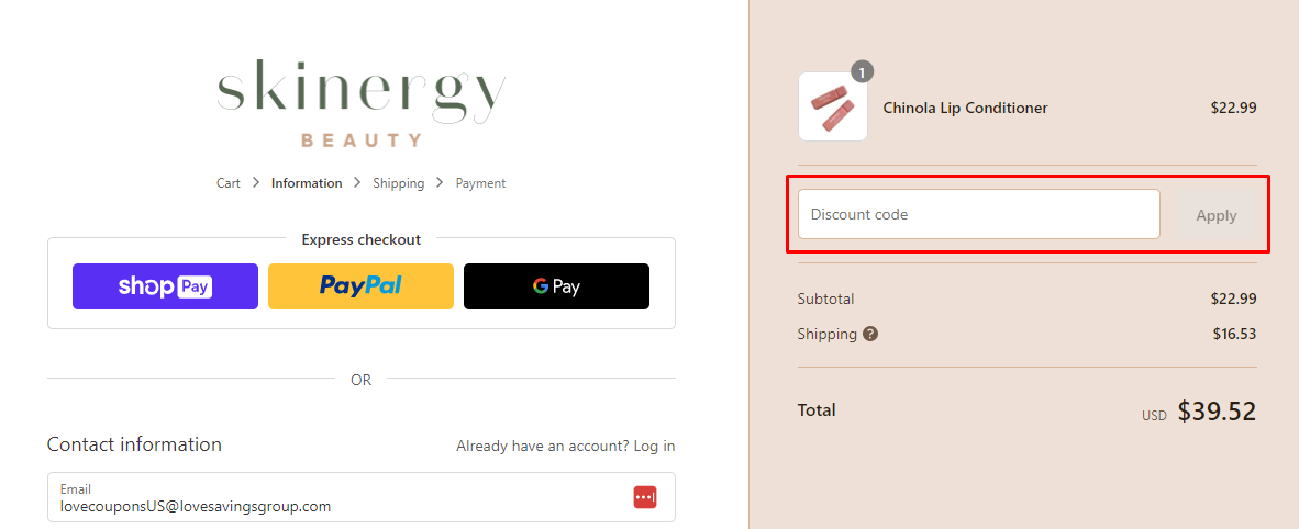 How do I use my Skinergy Beauty discount code?