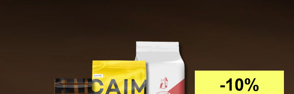 Produkte von roastmarket auf einer braunen Fläche neben einem Rabatt-Hinweis
