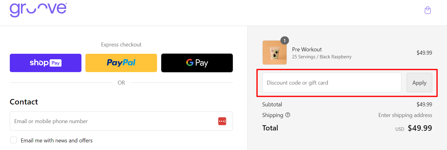 How do I use my Groove Nutrition discount code?