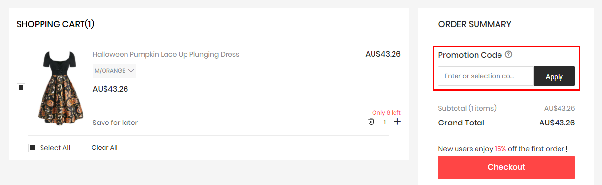 How do I use my Dresslily promotion code?