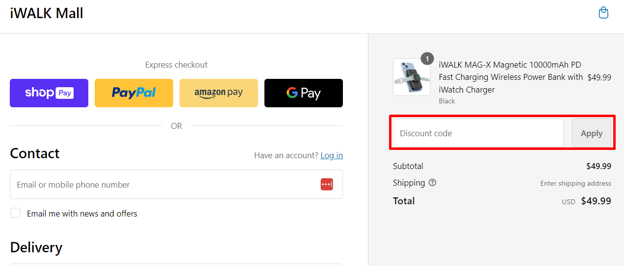 How do I use my iWALK discount code?